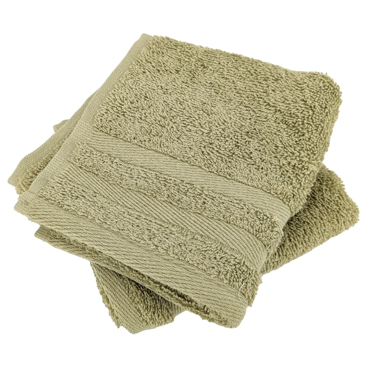 Lot De 2 Serviettes Invité 33x50 Cm Efficience Pure Vert Olive