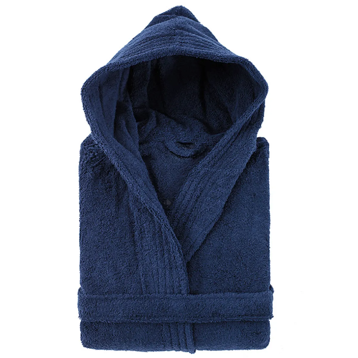 Peignoir À Capuche Adulte Pure Coton Xxl Bleu Marine