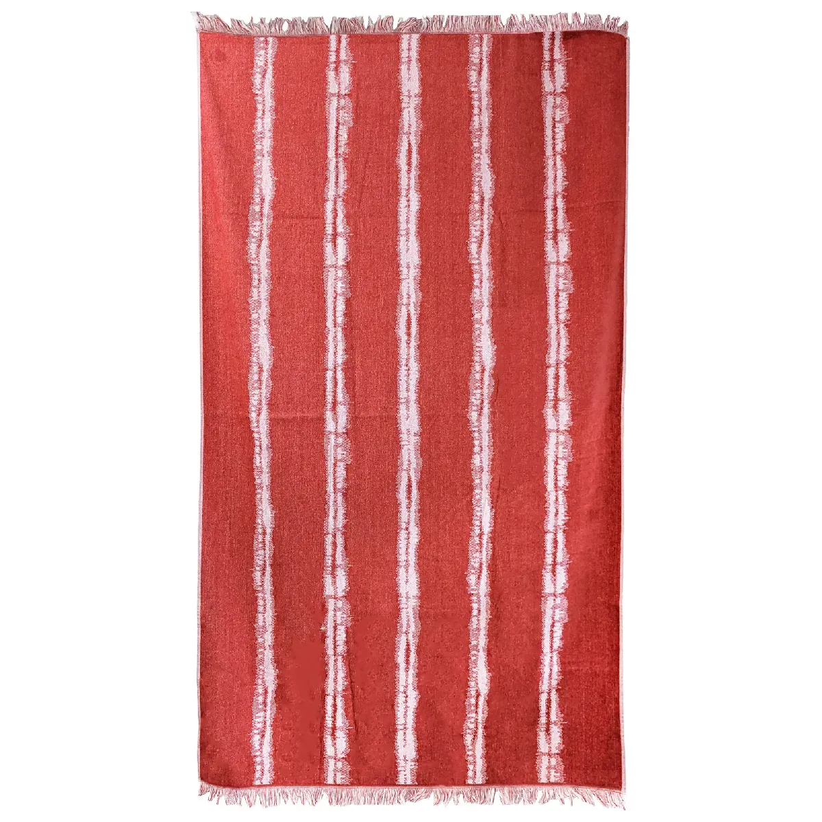 Drap De Plage 100x180 Cm En Velours De Coton Zannone Rouge À Rayures