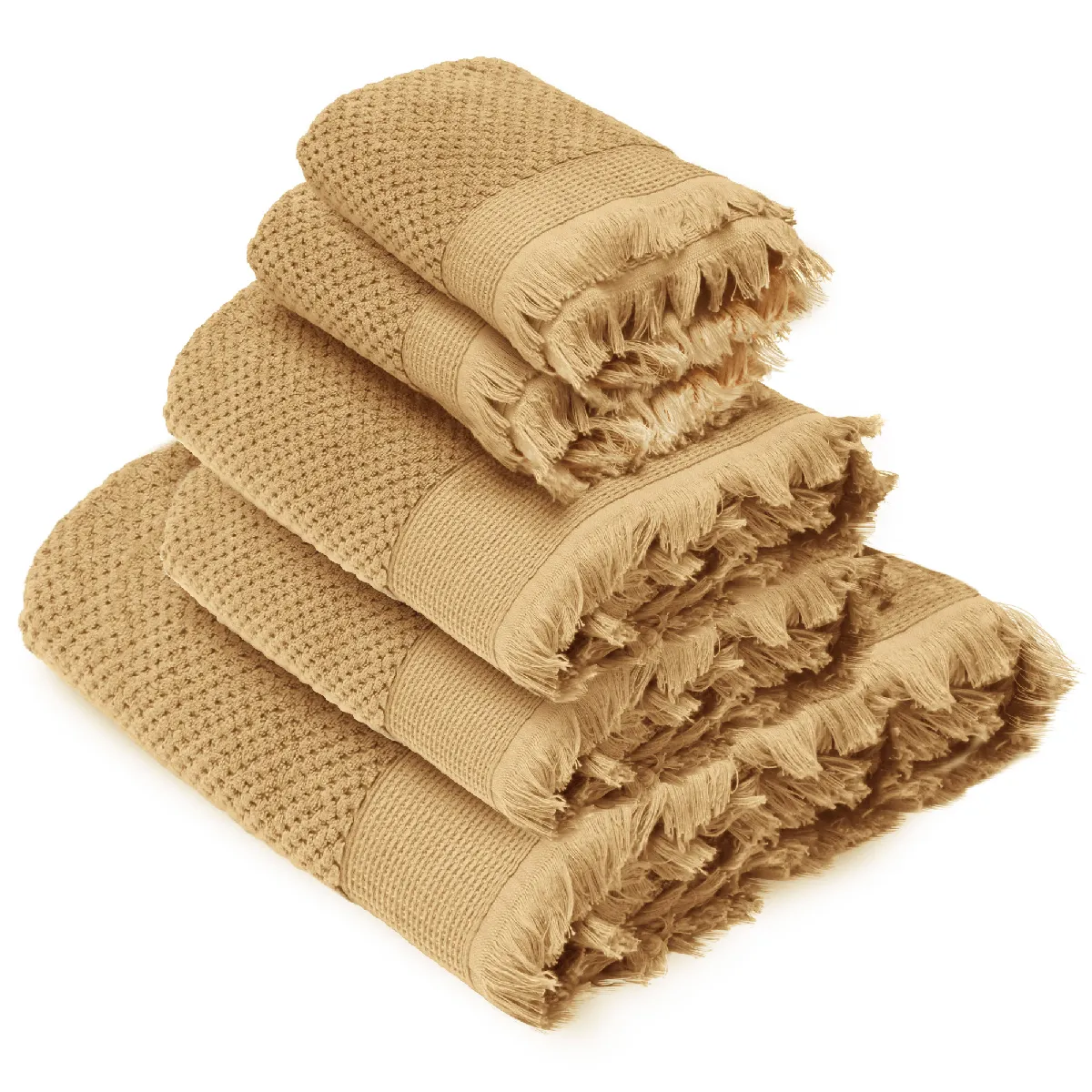 Parure De Bain Micro-coton Tethys Jaune Avoine 5 Pièces