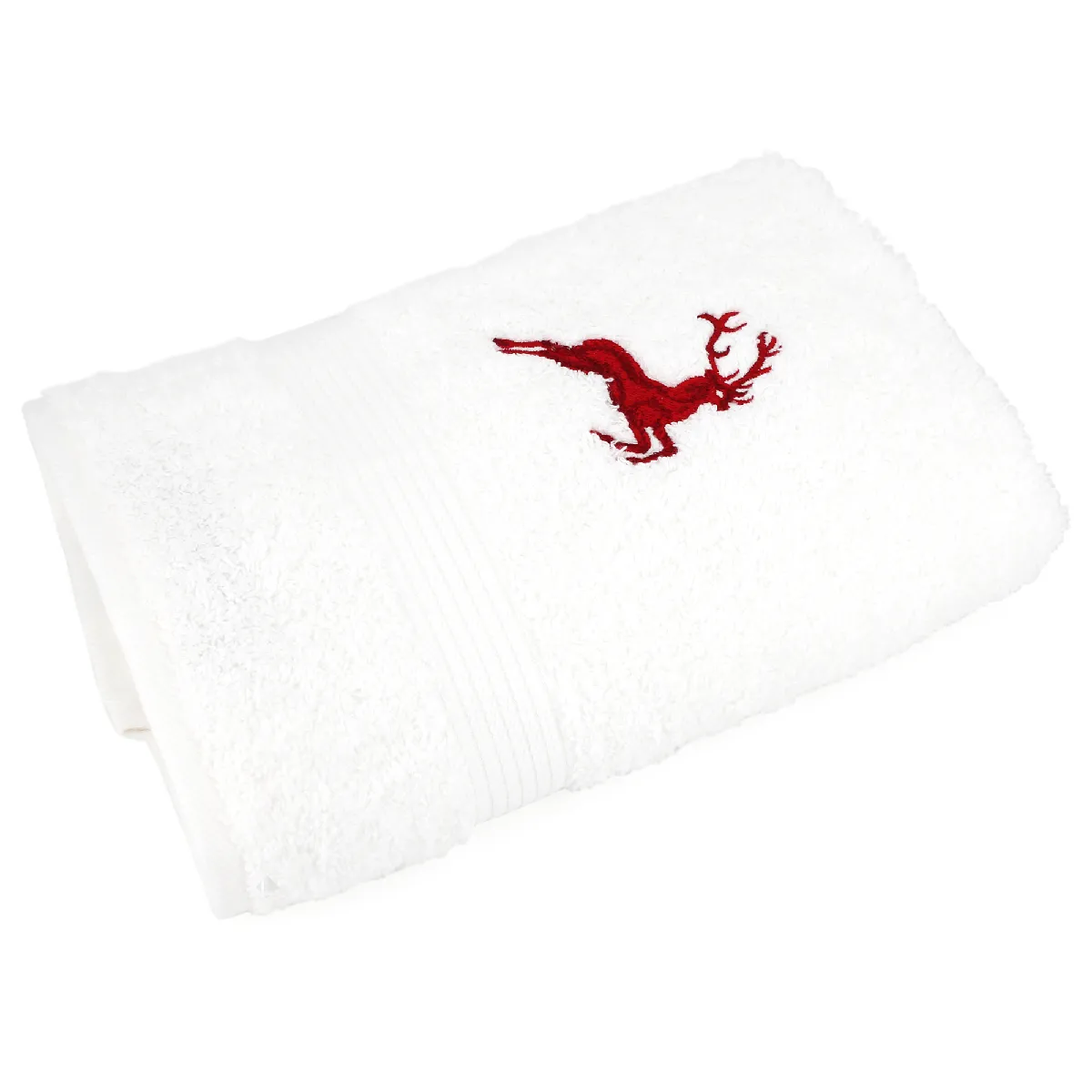 Drap De Douche 70x130 Cm Hirsh Blanc/rouge 600g/m2