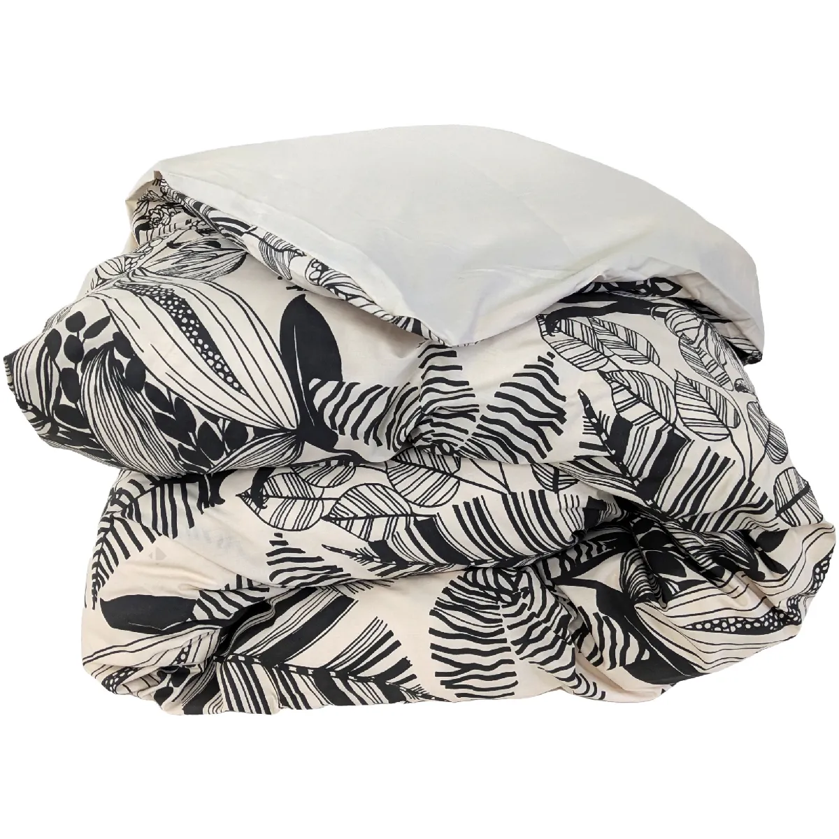 Housse De Couette 200x200 Cm Percale De Coton Alba Beige/noir