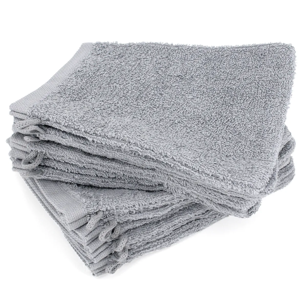 Lot De 12 Gants De Toilette 16x21 Cm Alpha Gris Argent