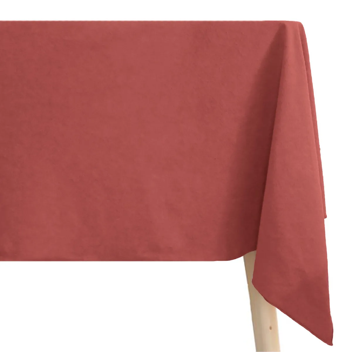 Nappe Carré Coton Lavé 160x160 Cm Hono Rose Pêche Finition Point Bourdon