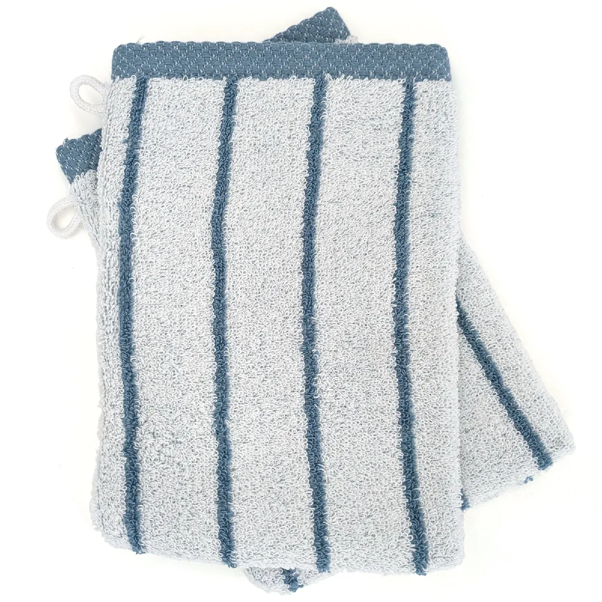 Lot De Deux Gants De Toilette 16x21 Cm Pur Coton Collection Pure Light Motif Rayures