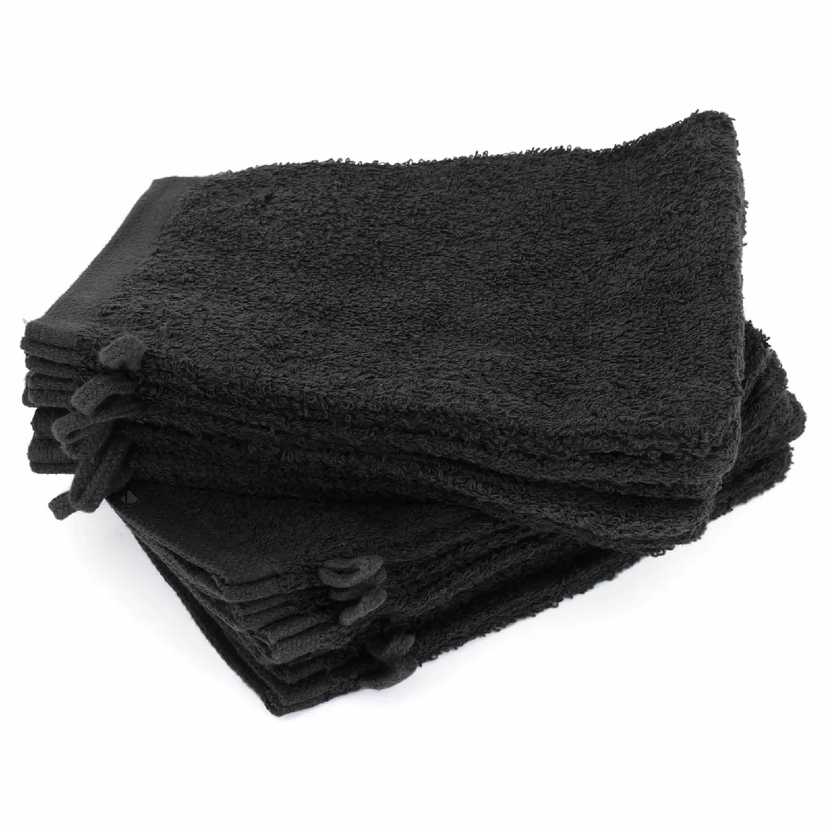 Lot De 12 Gants De Toilette 16x21 Cm Alpha Noir