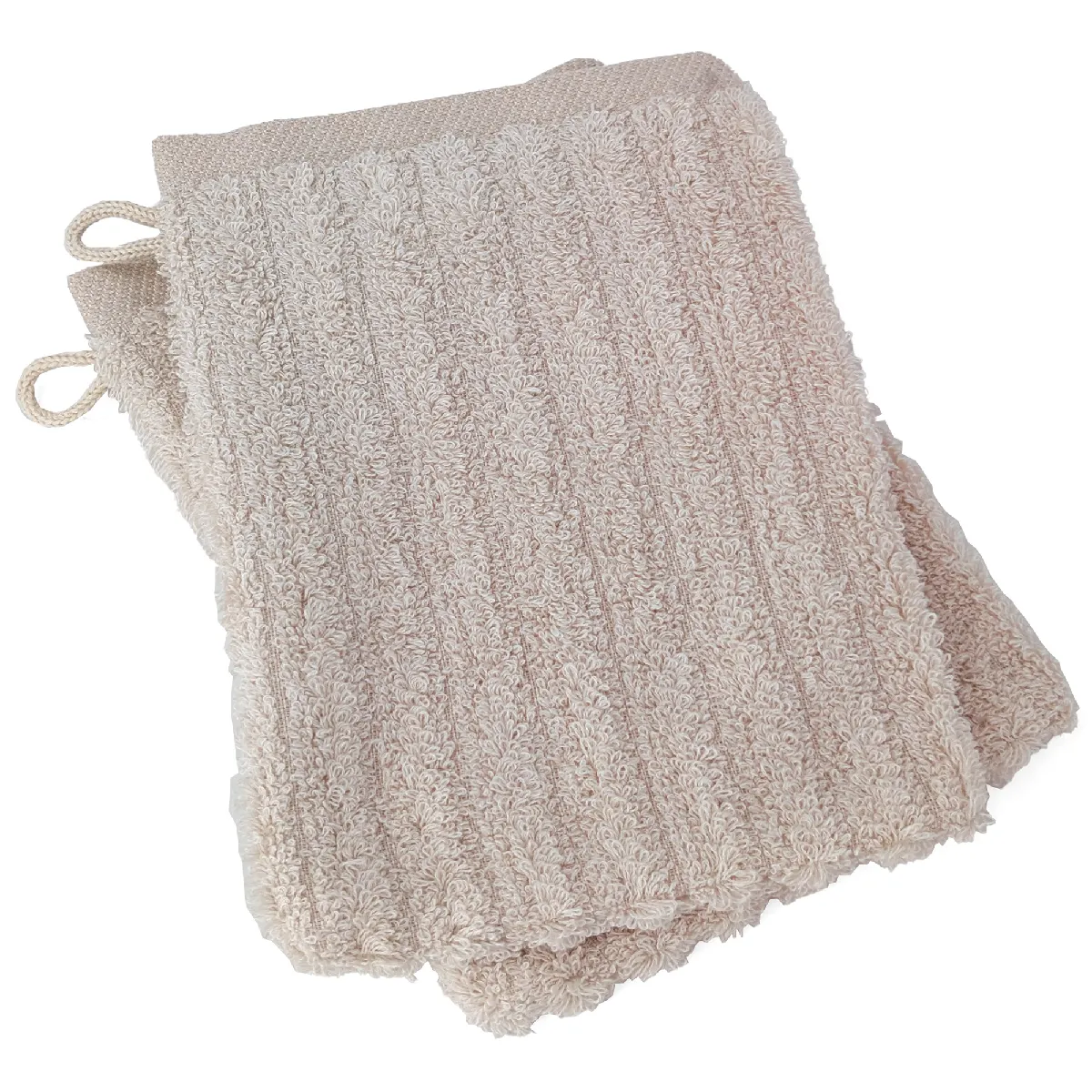 Lot De 2 Gants De Toilette Uni Coton 16x21 Cm Spectre Beige