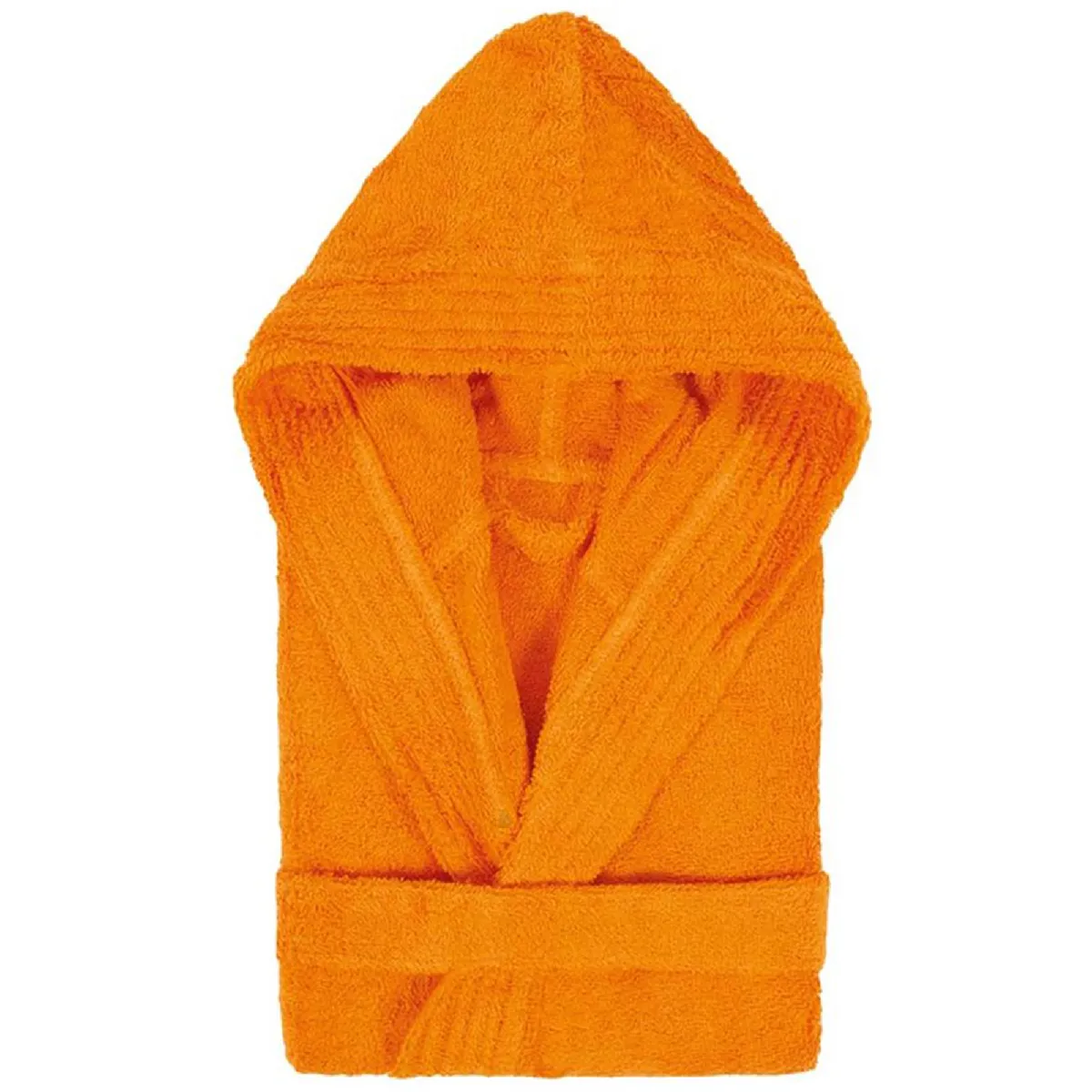 Peignoir À Capuche Enfant Pure Coton 12 Ans Orange