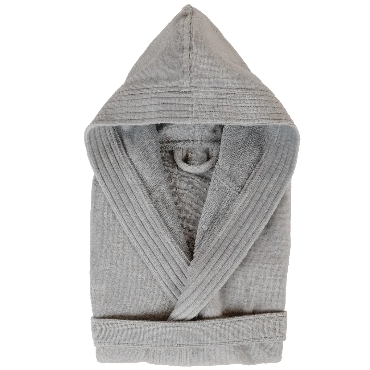 Peignoir À Capuche Adulte Cool Coton Xl Velours Gris Argent