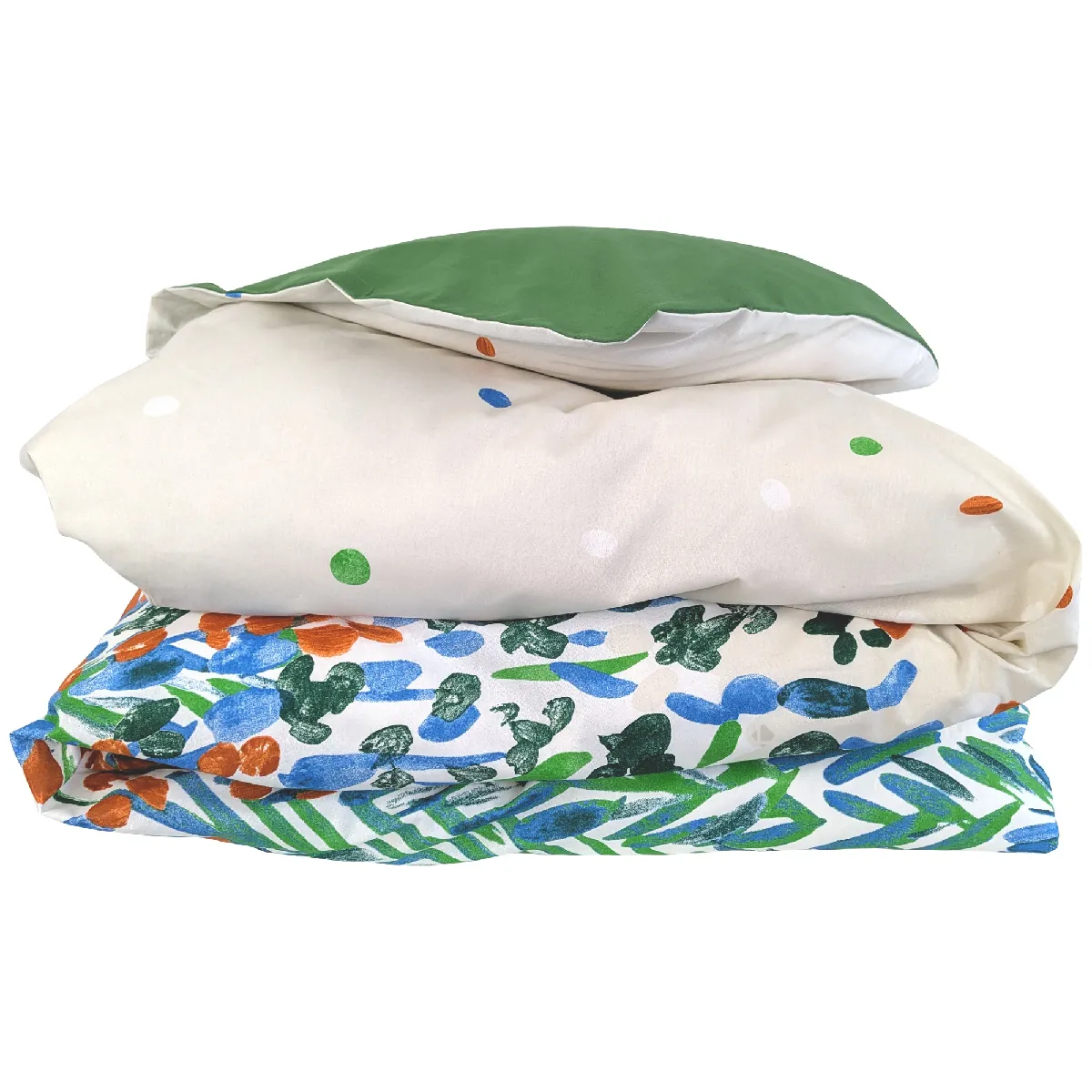 Housse De Couette 140x200 Cm En Coton Évasion Blanc Vert