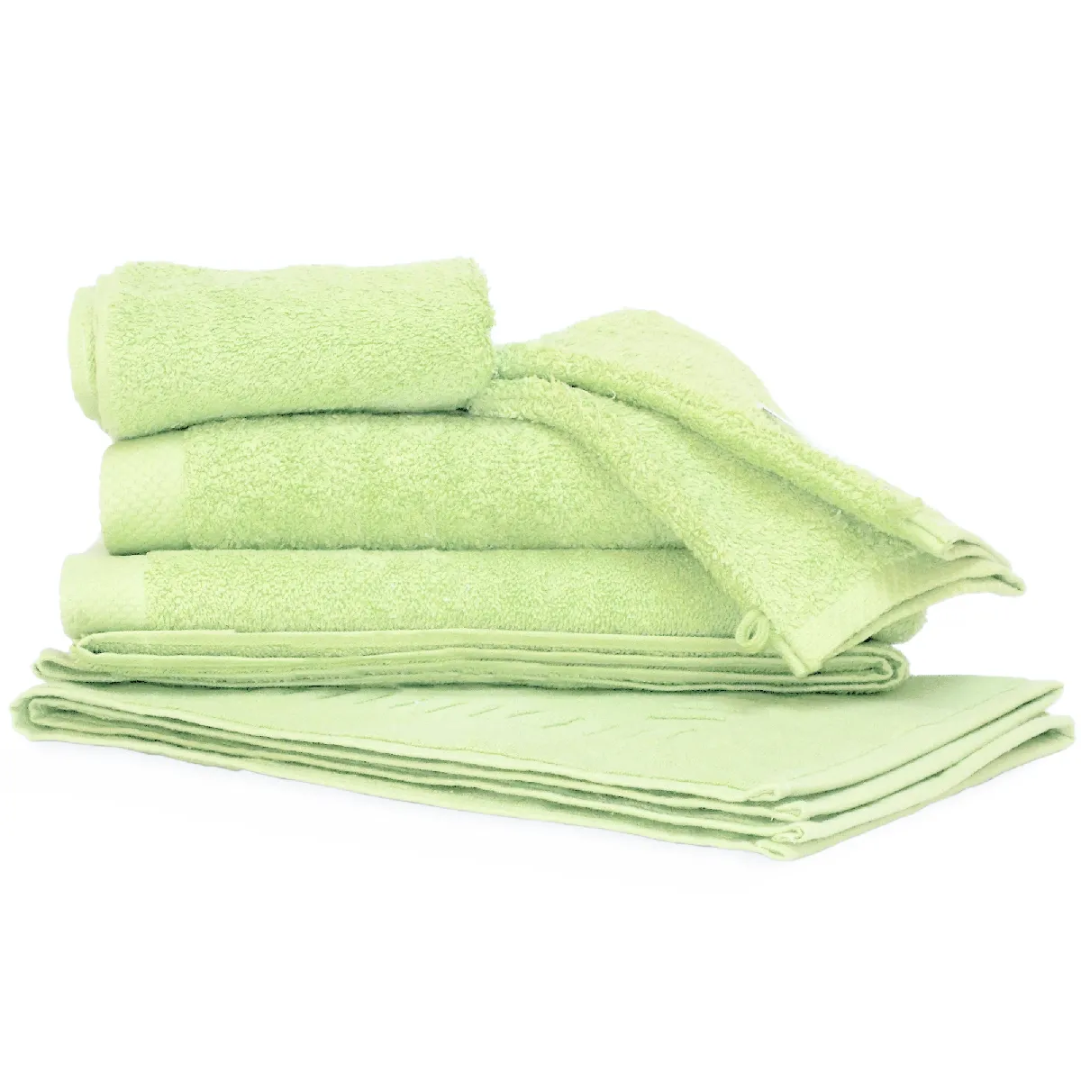 Parure De Bain 6 Pièces Pure Vert Pomme 550g/m2