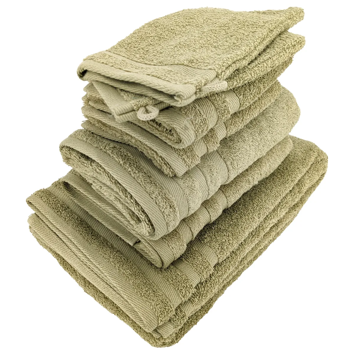 Parure De Bain Efficience Pure Vert Olive 7 Pièces
