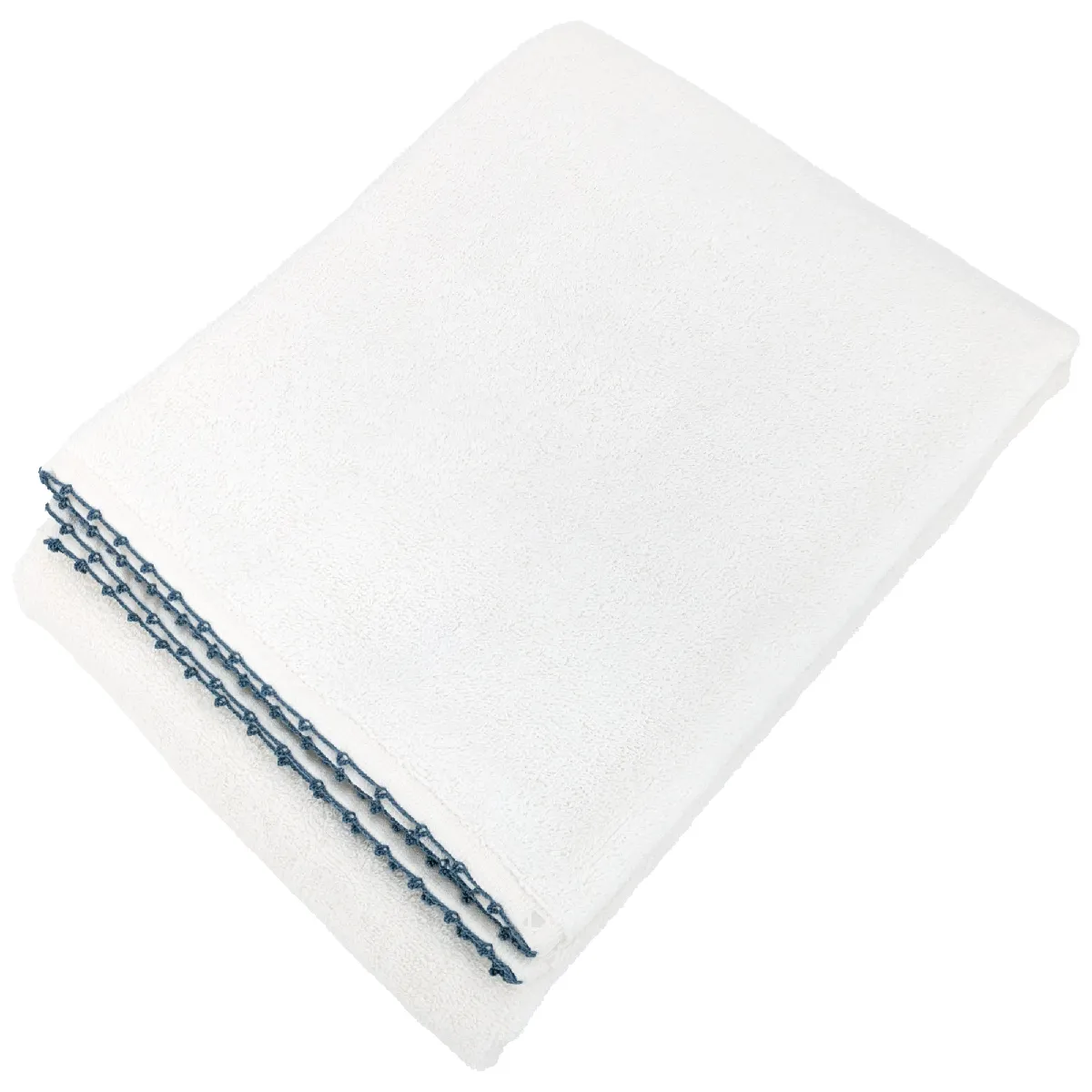 Drap De Douche 70x140 Cm Pur Coton Collection Orla Avec Picueta Bleu