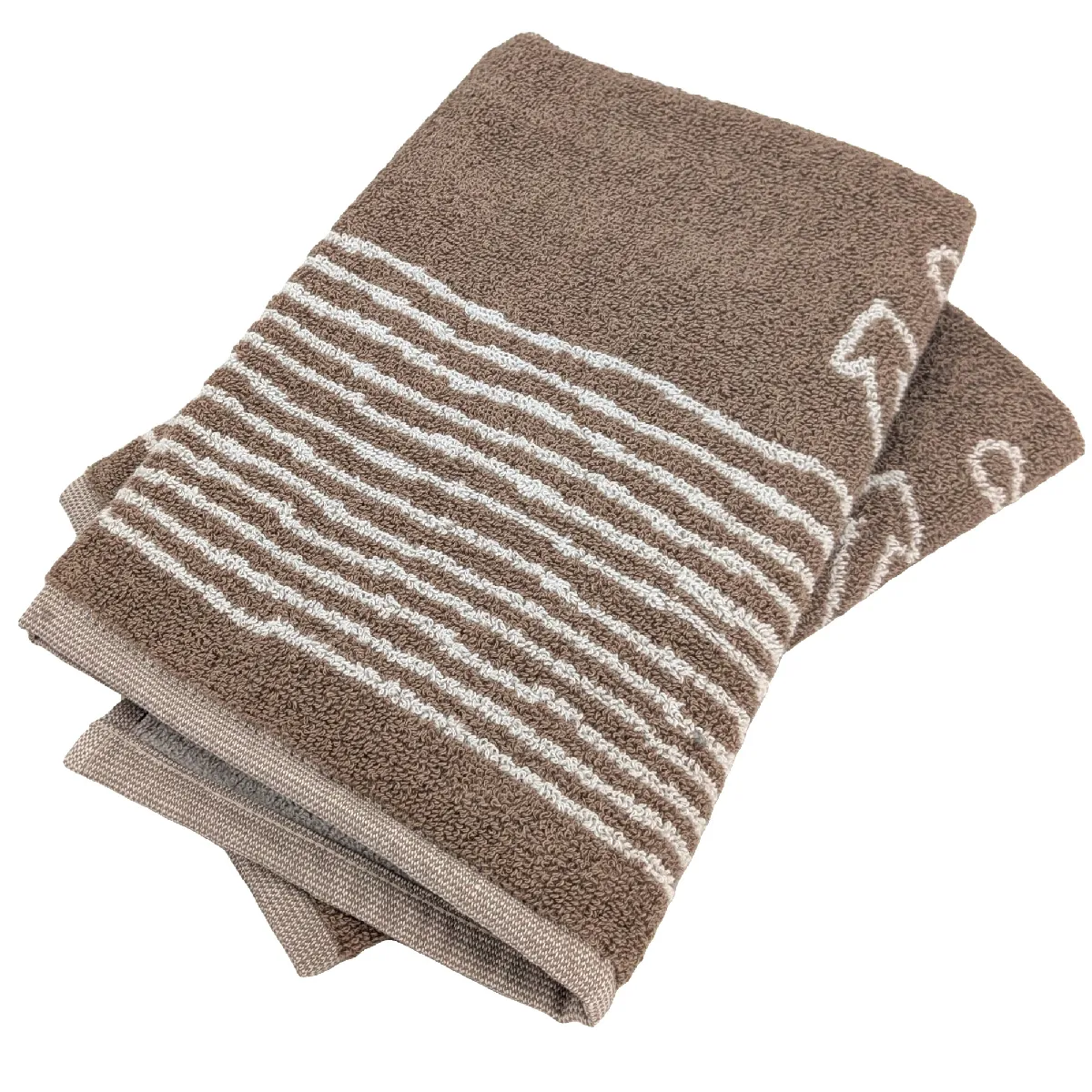 Lot De 2 Torchons De Cuisine Éponge 50x50 Cm Nautilus Marron