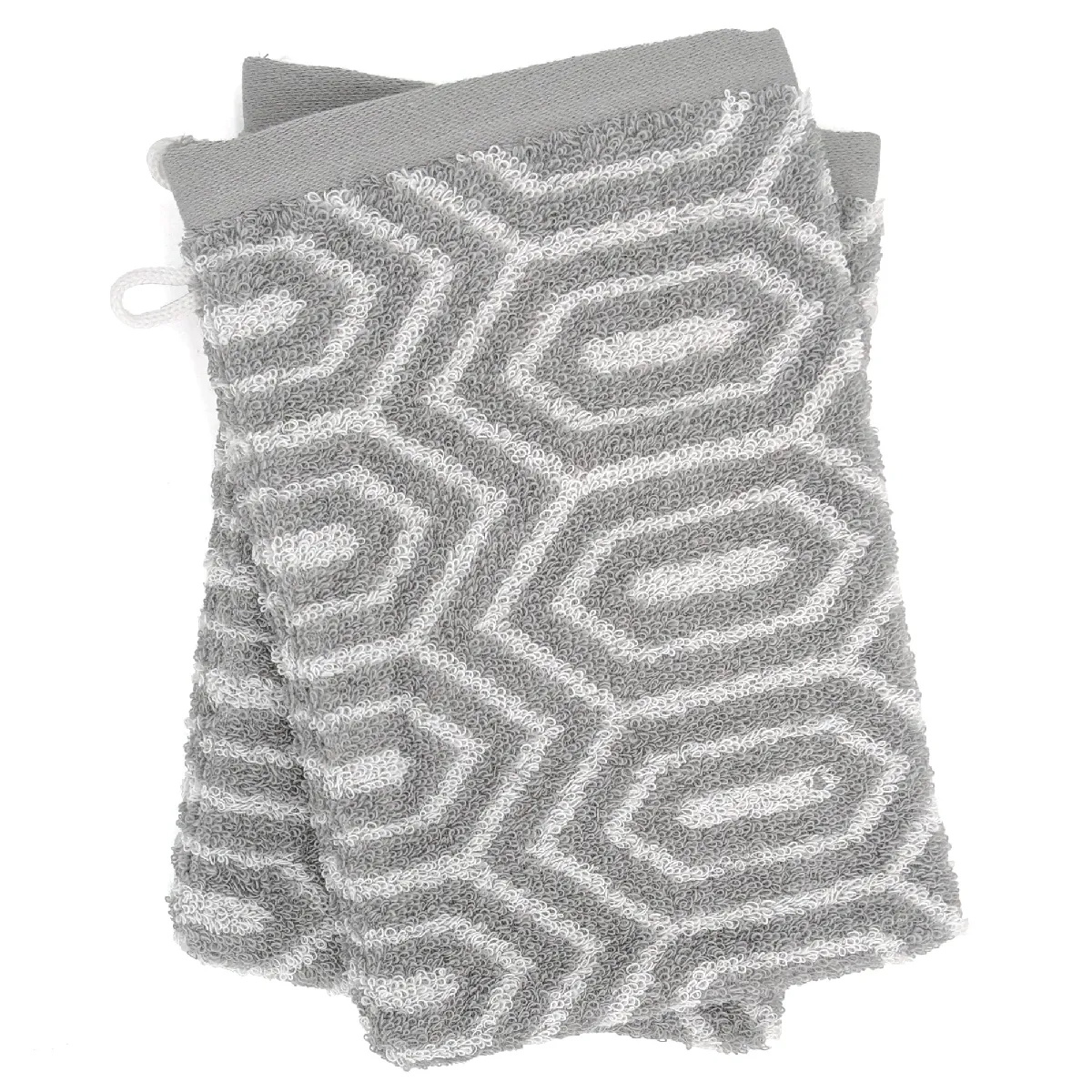 Lot De 2 Gants De Toilette 16x21 Cm Symetrie Coton Gris Alvéoles