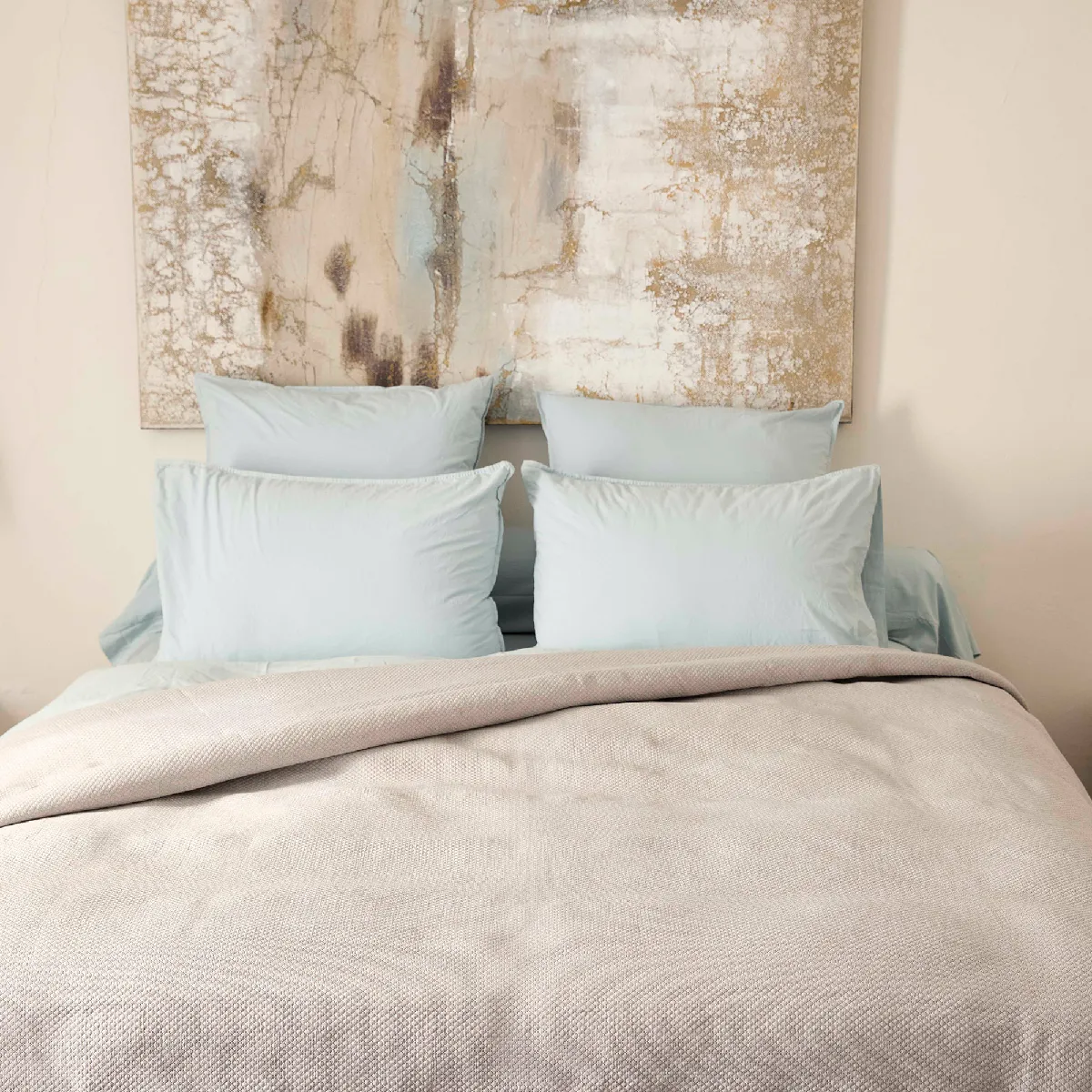 Dessus De Lit Jacquard 230x250 Cm Perigord Piqué Coton Gris Perle