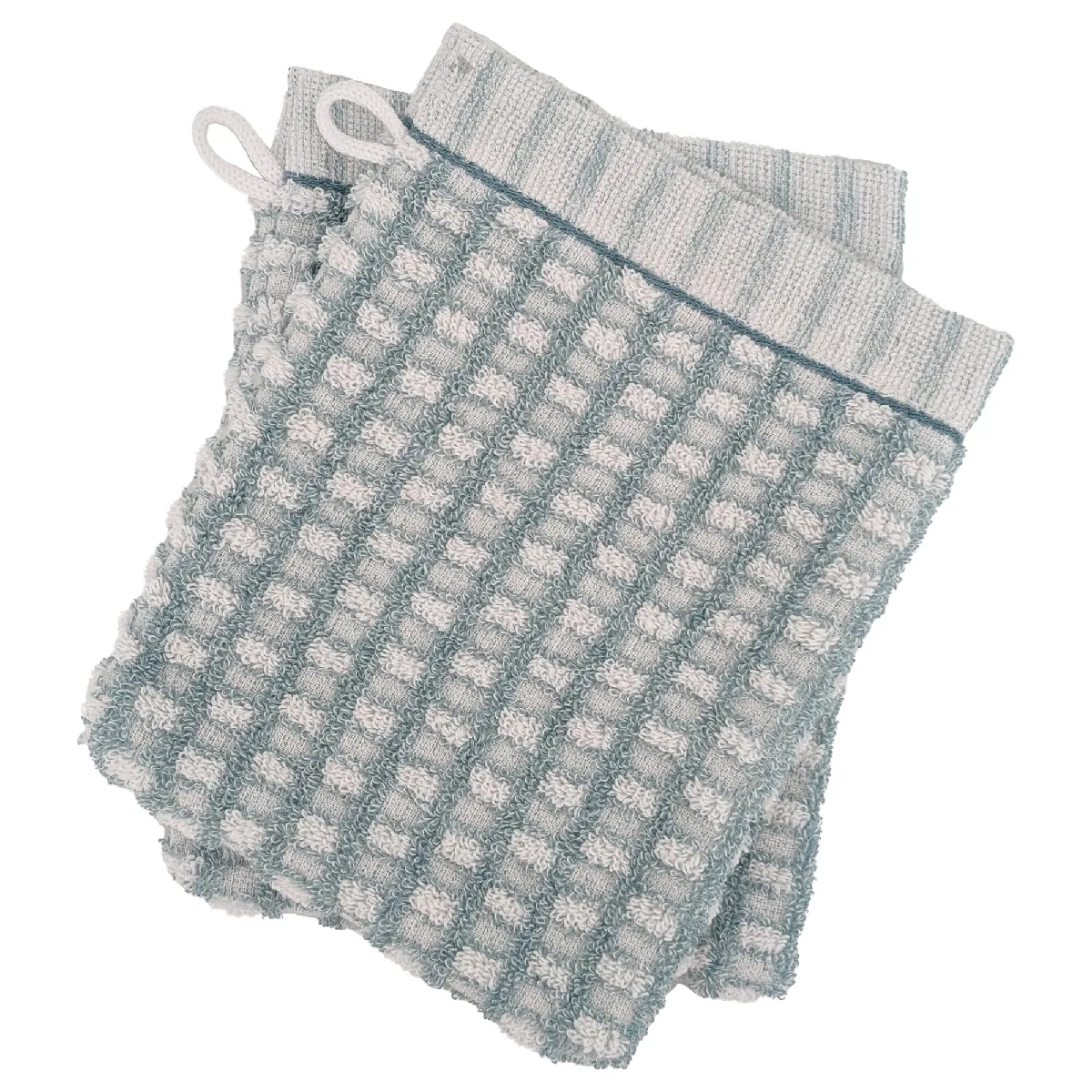 Lot De 2 Gants De Toilette 16x21 Cm Pur Coton Collection Glow Vert