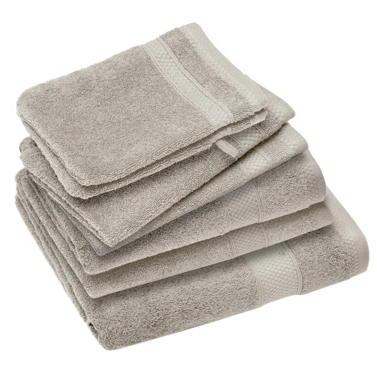 Parure De Bain Coton 550g/m2 Naïa Par Lot De 7 Beige Lin