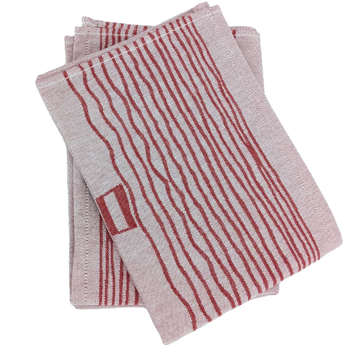 Lot De 2 Torchons De Cuisine Toile 50x70 Cm Collection Nautilus Rouge