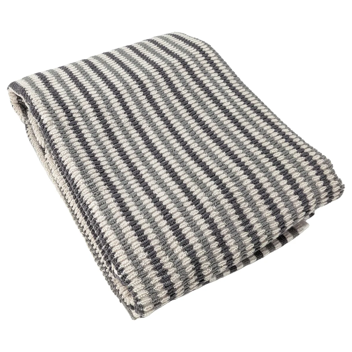 Serviette De Toilette À Rayures 50x100 Cm Pur Coton Collection Breeze Gris