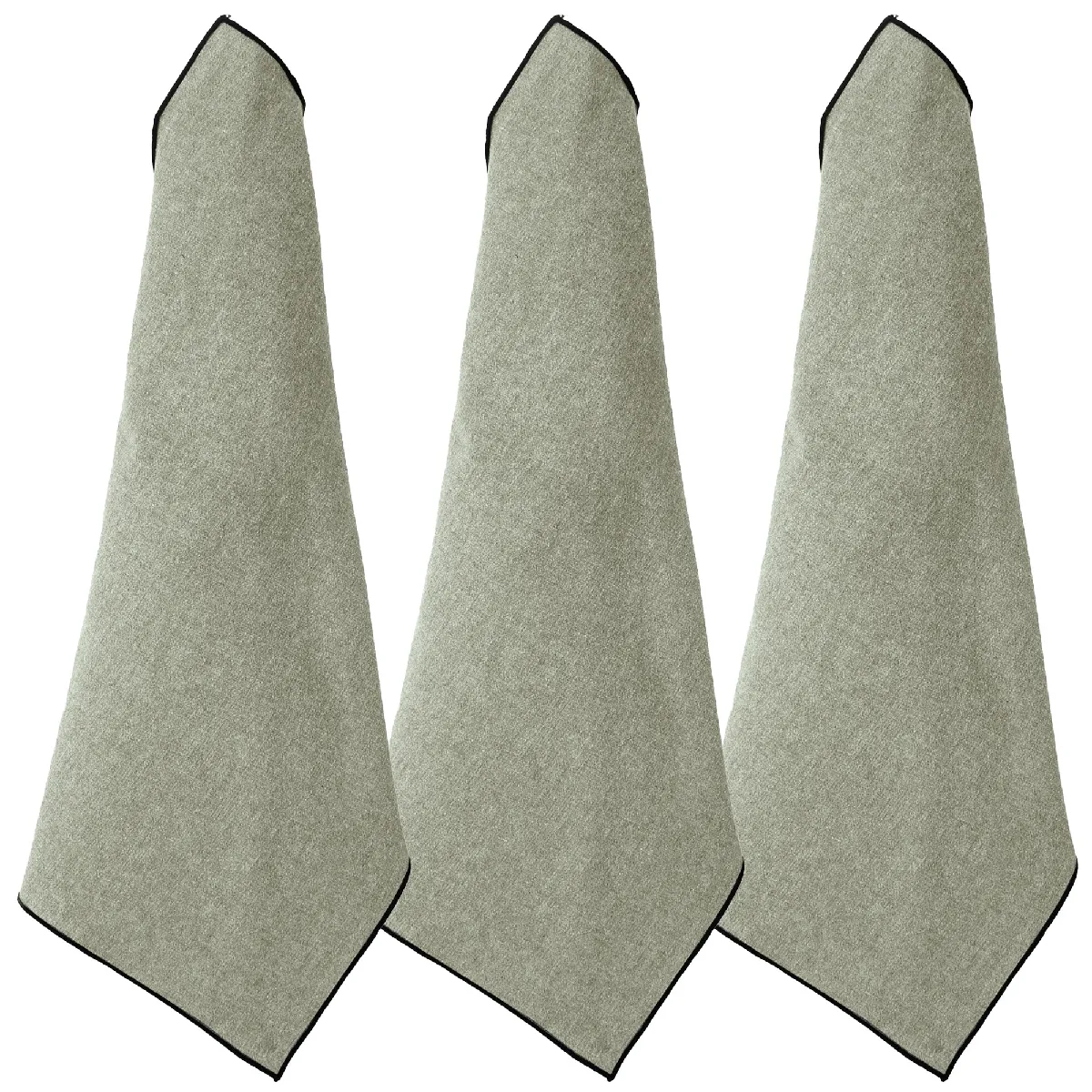 Lot De 3 Torchons De Cuisine Coton 50x70 Cm Hono Vert Opale