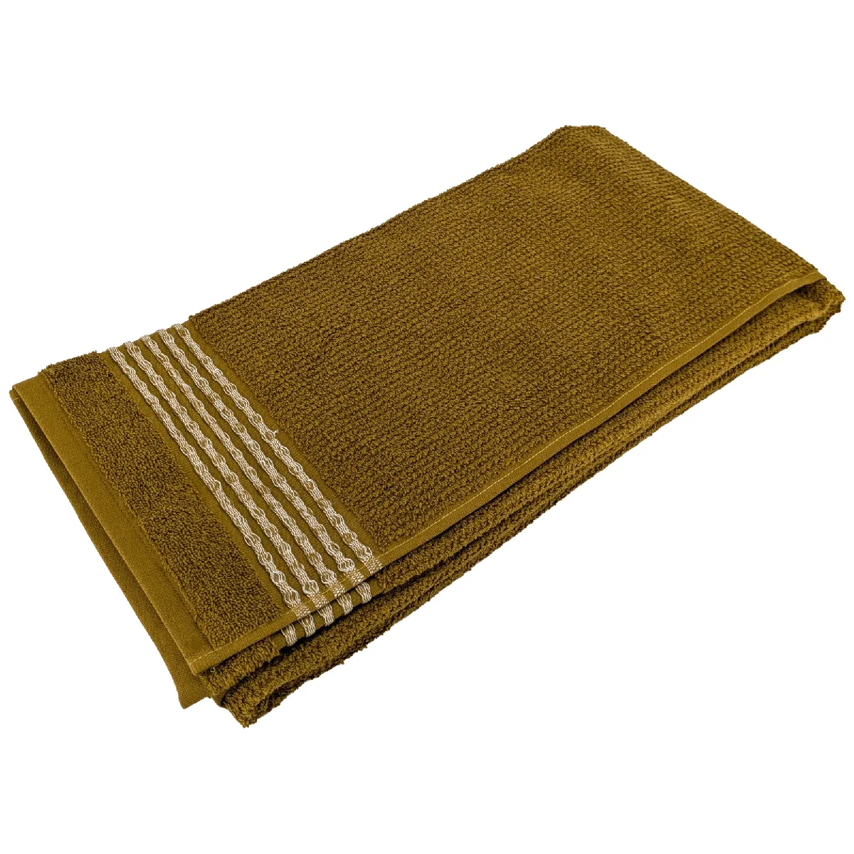 Drap De Douche 70x140 Cm Pur Coton Intense À Bordures Blanches Ocre