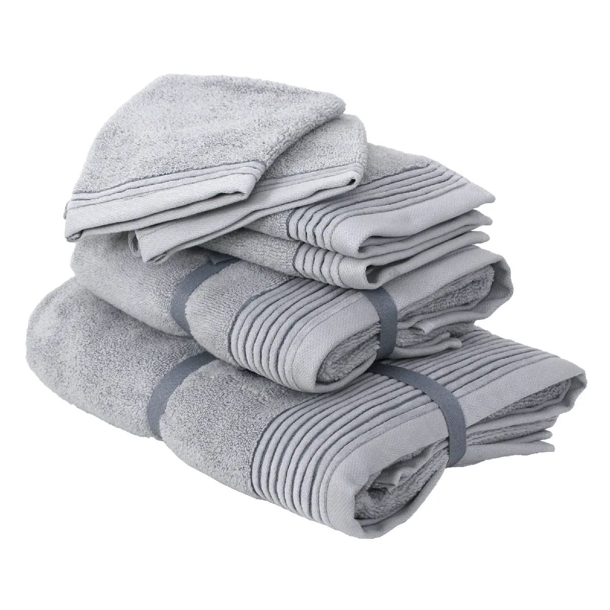 Parure De Bain 6 Pièces Juliet Gris Argent 520g/m2