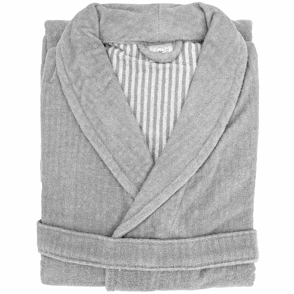 Peignoir Col Châle Adulte Efficience Pure Coton Xxl Gris Lunar