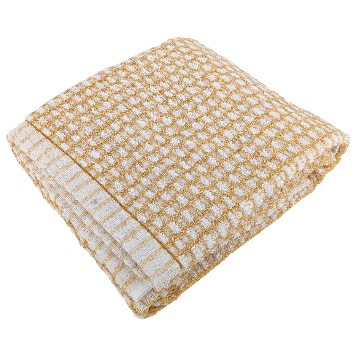 Drap De Douche 70x140 Cm Pur Coton Motifs Quadrillés Collection Glow Jaune