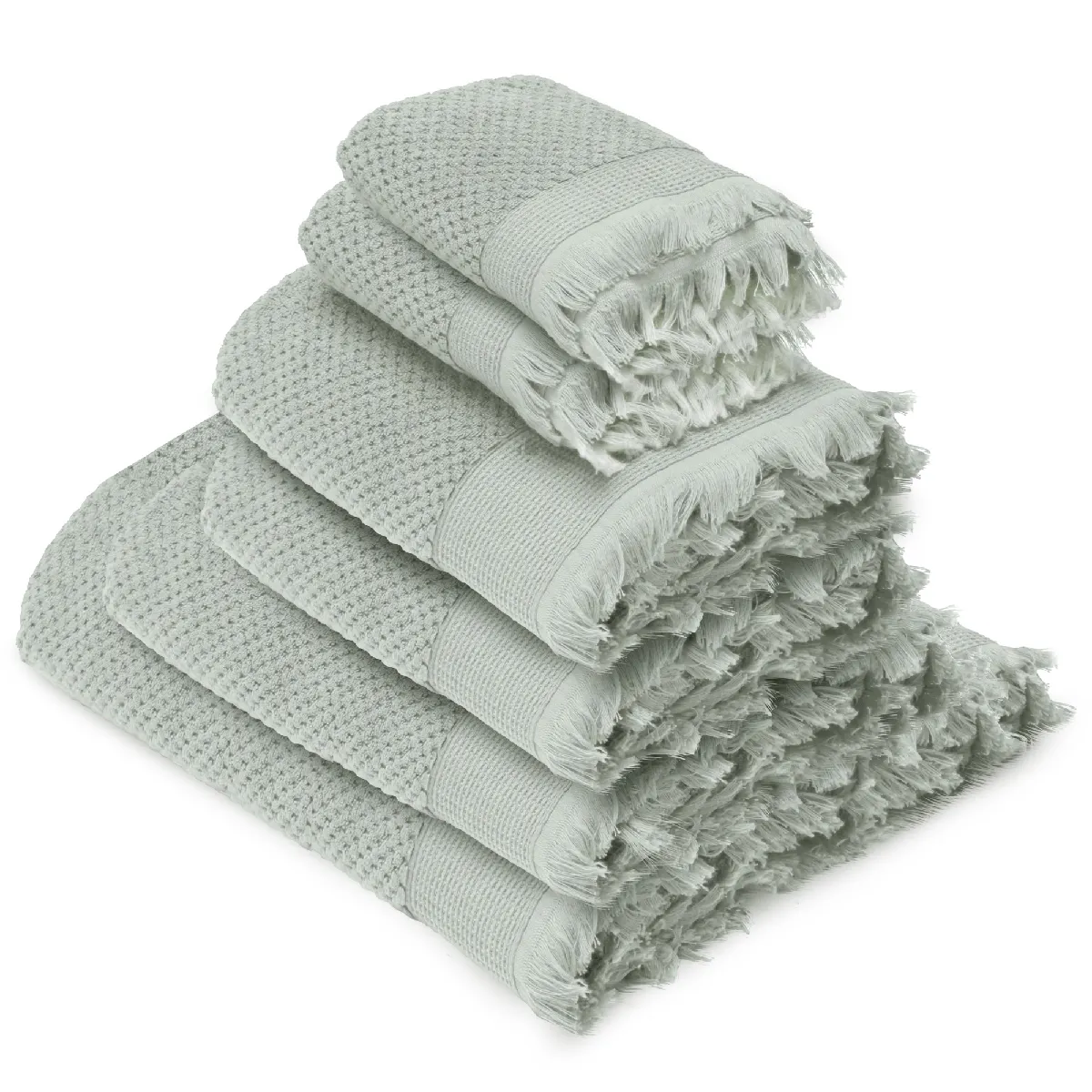 Parure De Bain Tethys 6 Pièces Micro-coton Vert Lichen