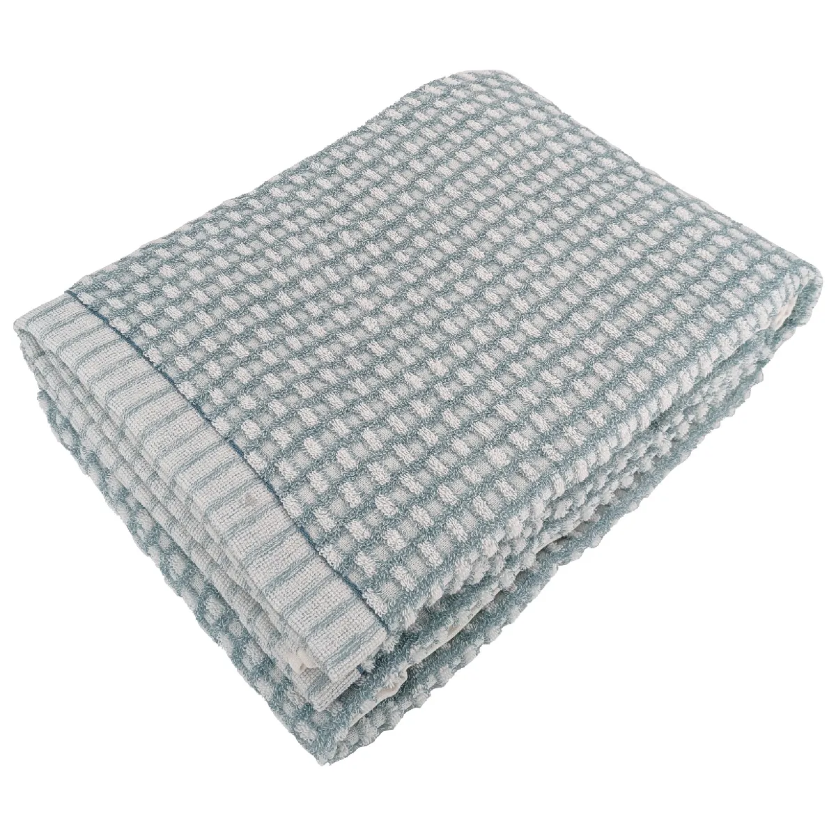 Drap De Bain 100x150 Cm Pur Coton Motifs Quadrillés Collection Glow Vert