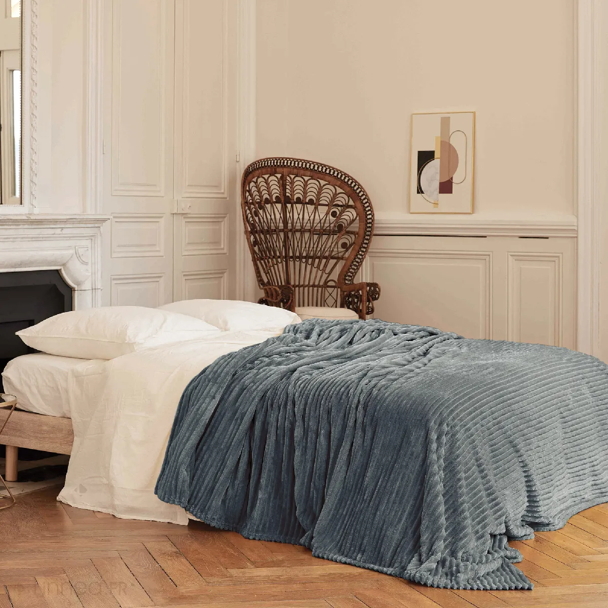 Couverture 100% Polyester 220x240 Cm Microvelours Dolce Vert Argile