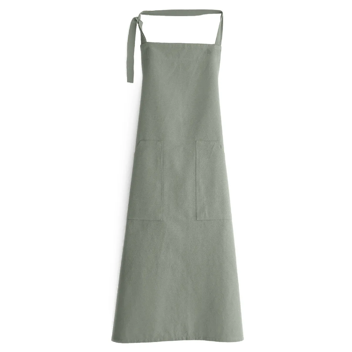 Tablier De Cuisine Double Poche 70x90 Cm Coton Hono Vert Lichen