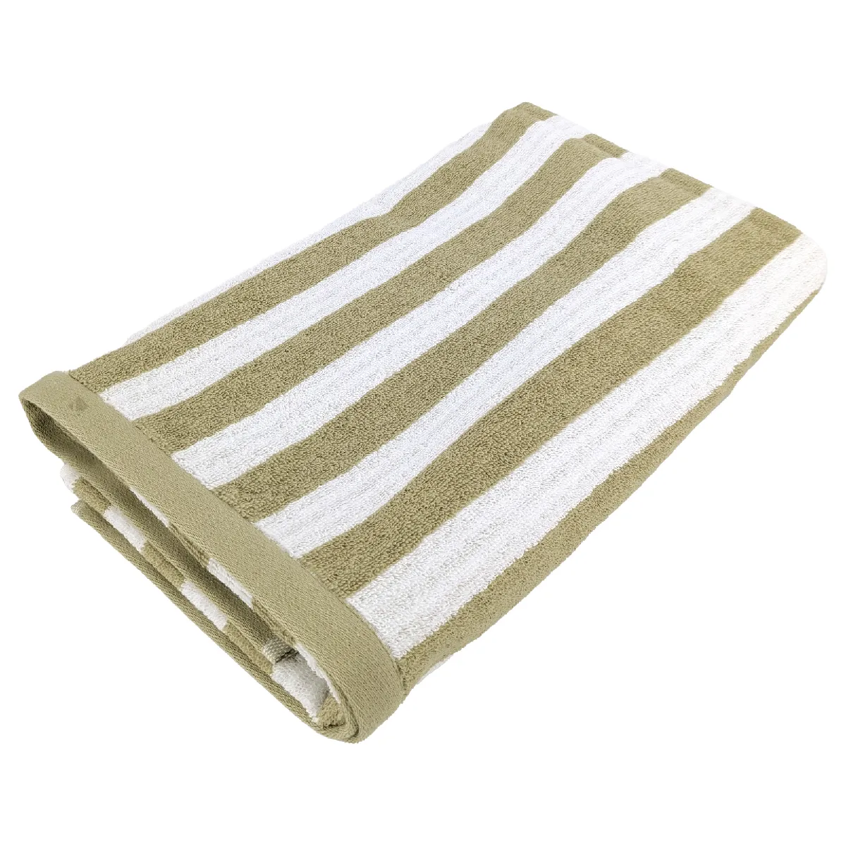 Drap De Douche 70x140 Cm Coton Collection Efficience Stripes Vert Olive