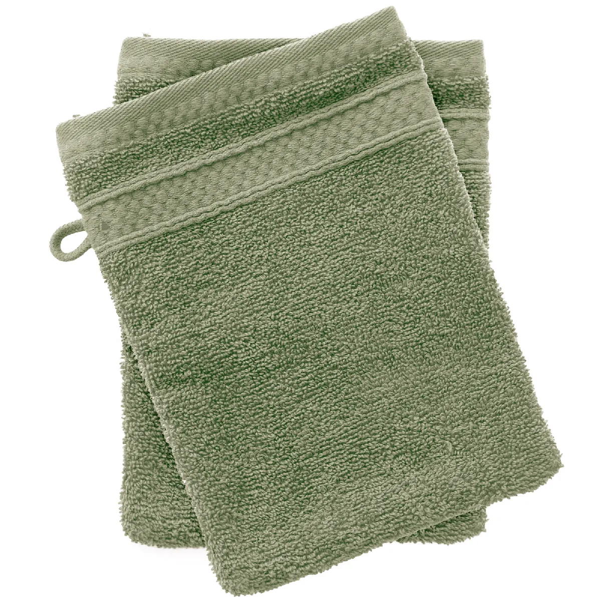 Lot De 2 Gants De Toilette Coton 550g/m2 Naïa Vert Olive