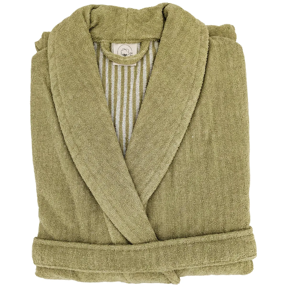 Peignoir Col Châle Adulte Efficience Pure Coton Xl Vert Olive