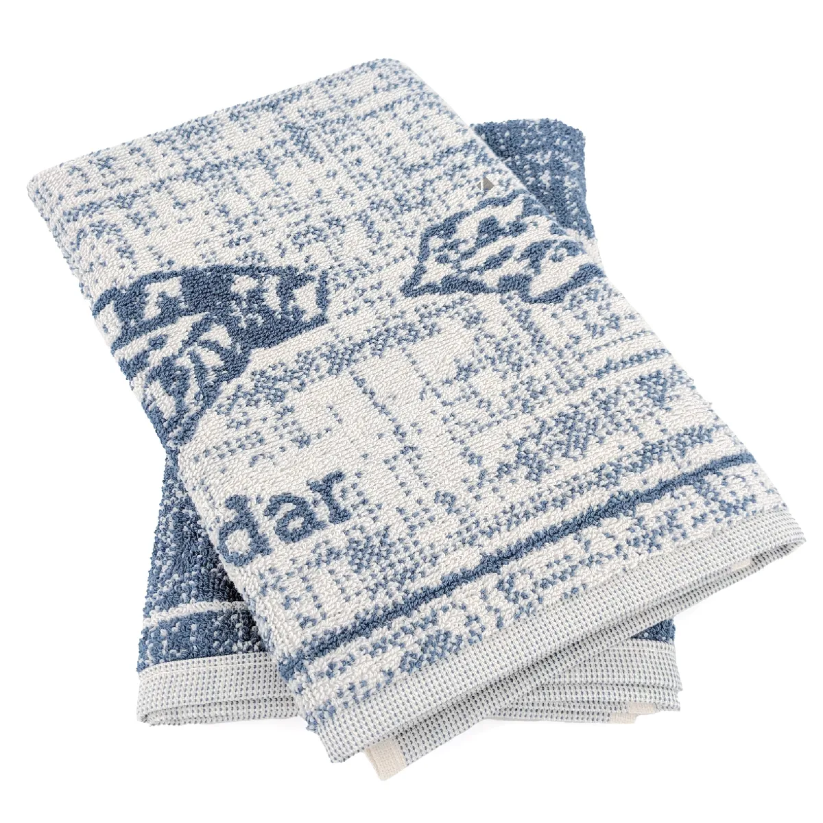 Lot De 2 Torchons De Cuisine Pur Coton 50x50 Cm Motif Fromage Collection Cheese Bleu