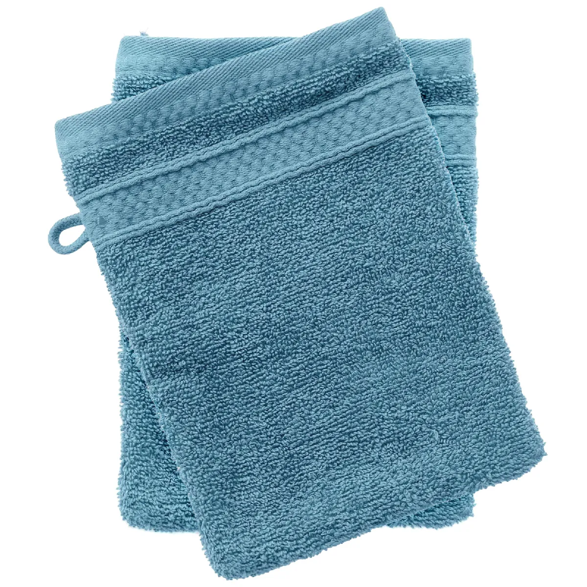Lot De 2 Gants De Toilette Coton 550g/m2 Naïa Bleu Cérulé