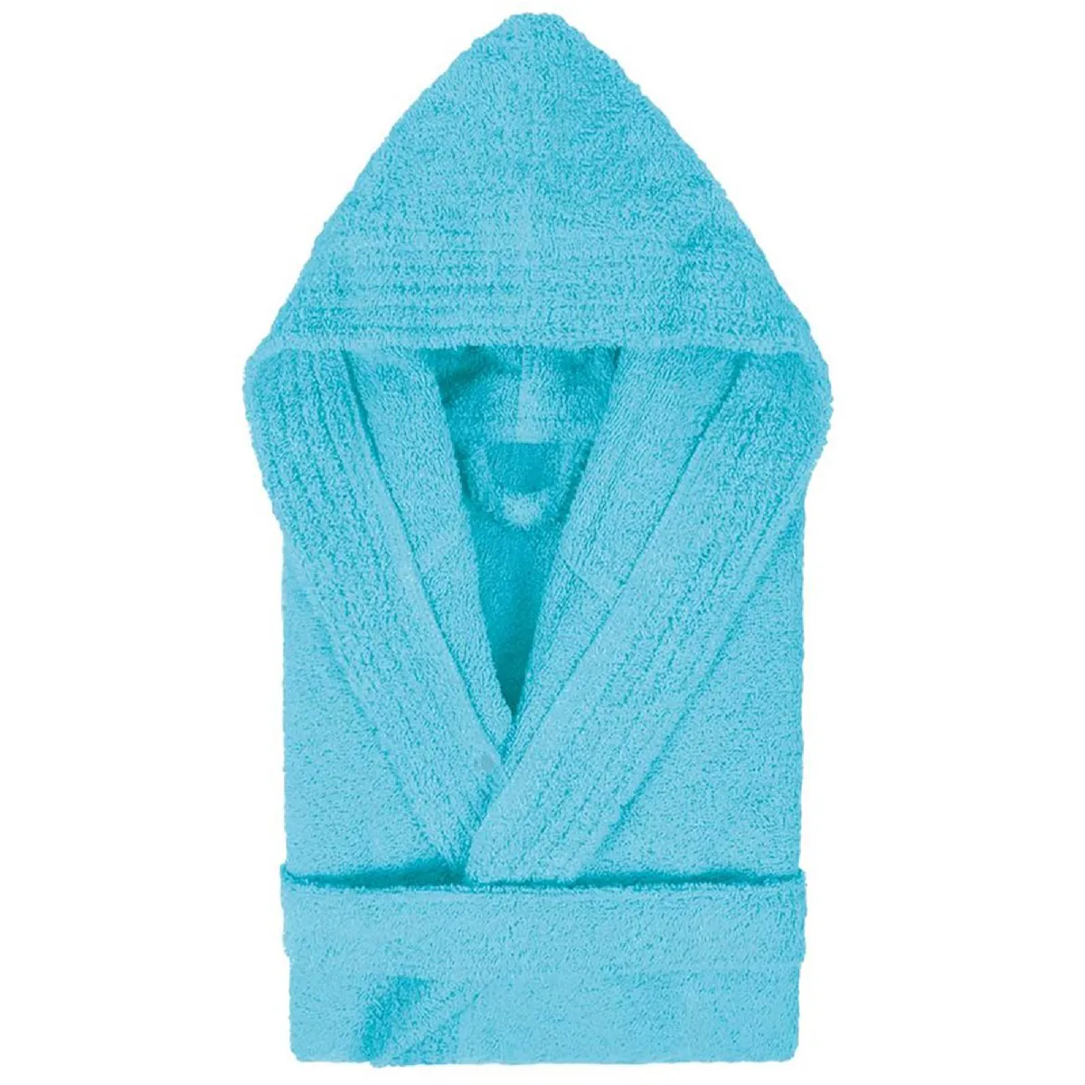 Peignoir À Capuche Enfant Pure Coton 4 Ans Bleu Océan