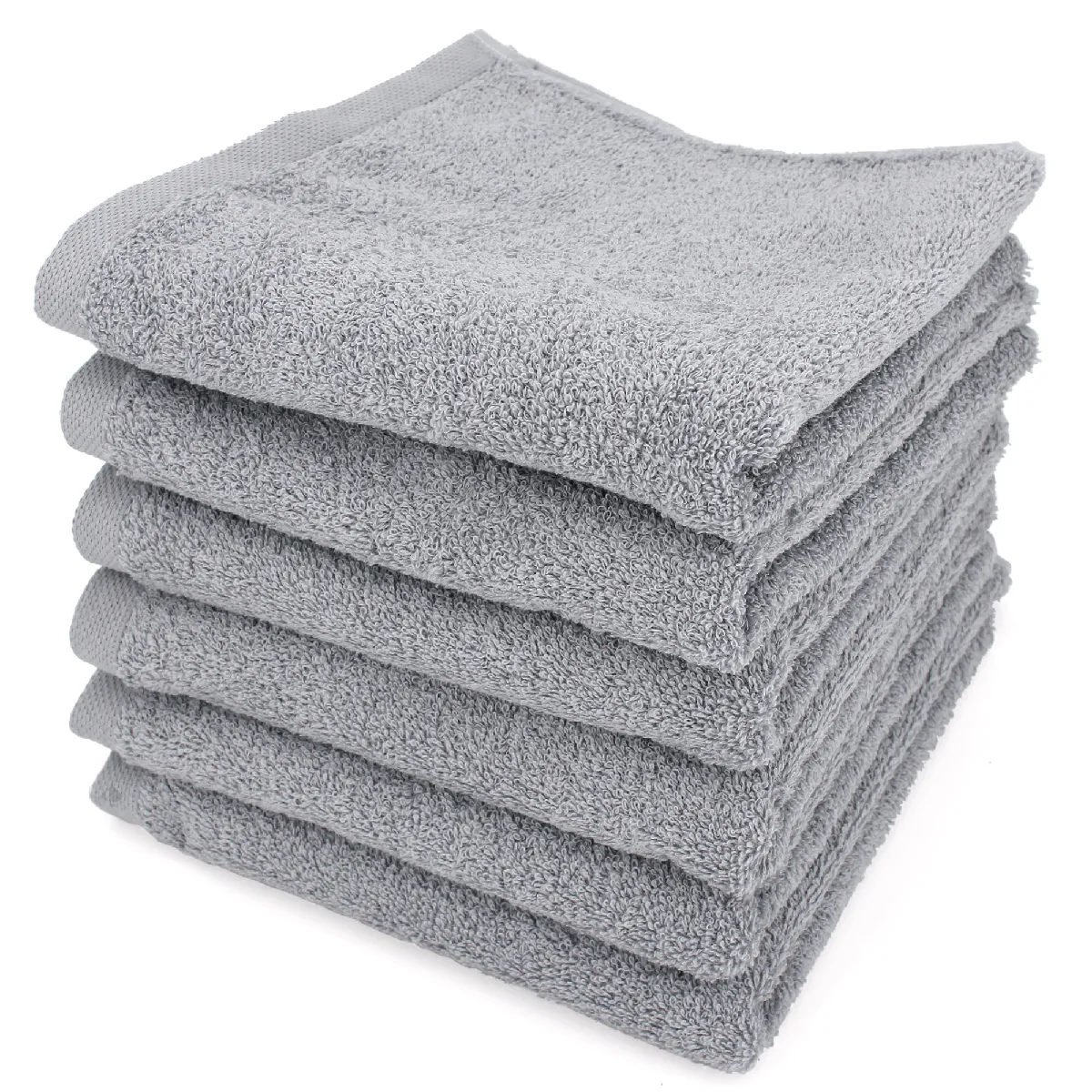 Lot De 6 Serviettes De Toilette 50x90 Cm Alpha Gris Argent