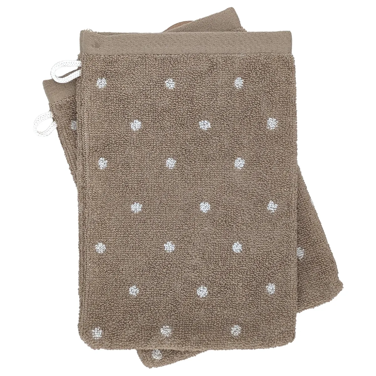 Lot De 2 Gants De Toilette 16x21 Cm Efficience Dots Marron Roble