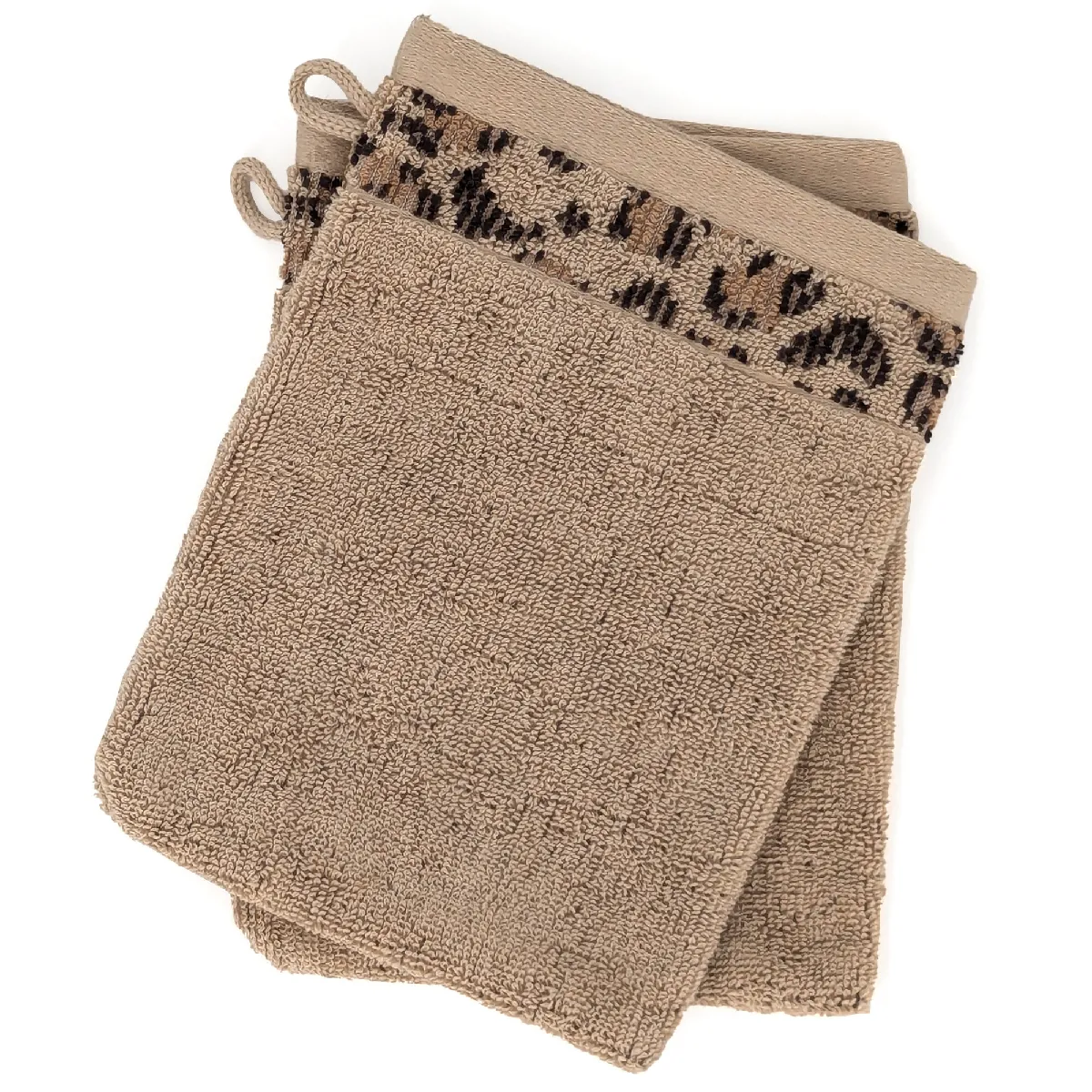 Lot De Deux Gants De Toilette 16x21 Cm Pur Coton Collection Wild Ii Jaune