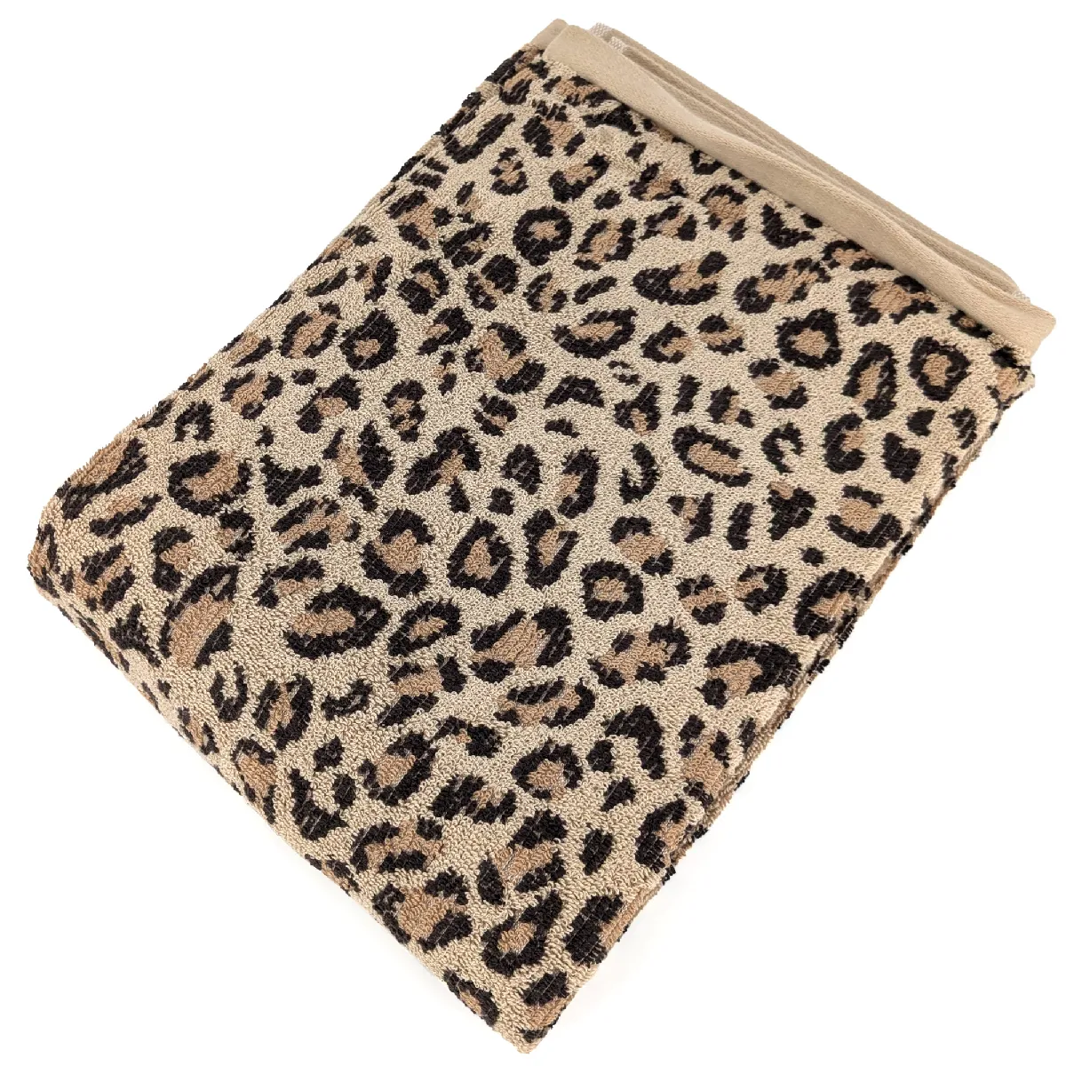 Drap De Bain 100x150 Cm Pur Coton Collection Leopard Beige Léopard