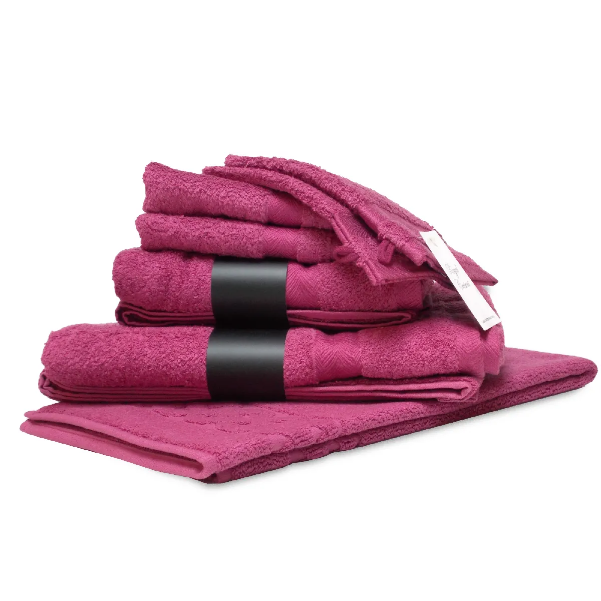 Parure De Bain 7 Pièces Royal Cresent Rose Vin 650g/m2