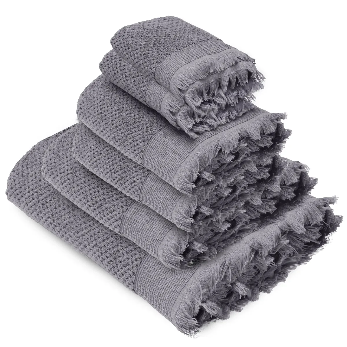 Parure De Bain Tethys 6 Pièces Micro-coton Gris Brume