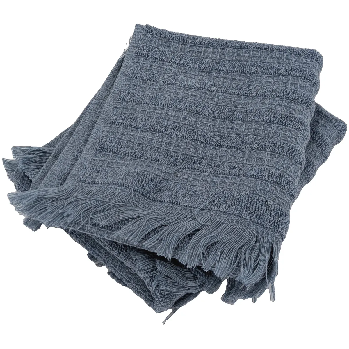 Lot De 2 Serviettes Invités 33x50 Cm Pur Coton Collection Denim À Rayures Bleu