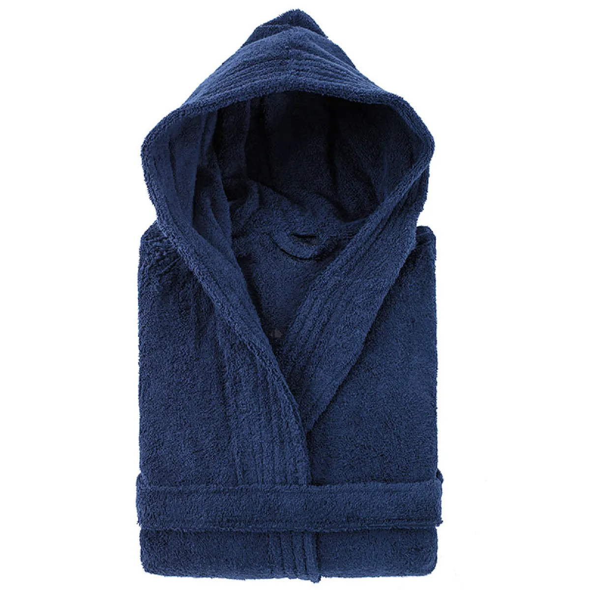 Peignoir À Capuche Adulte Pure Coton Xs Bleu Marine