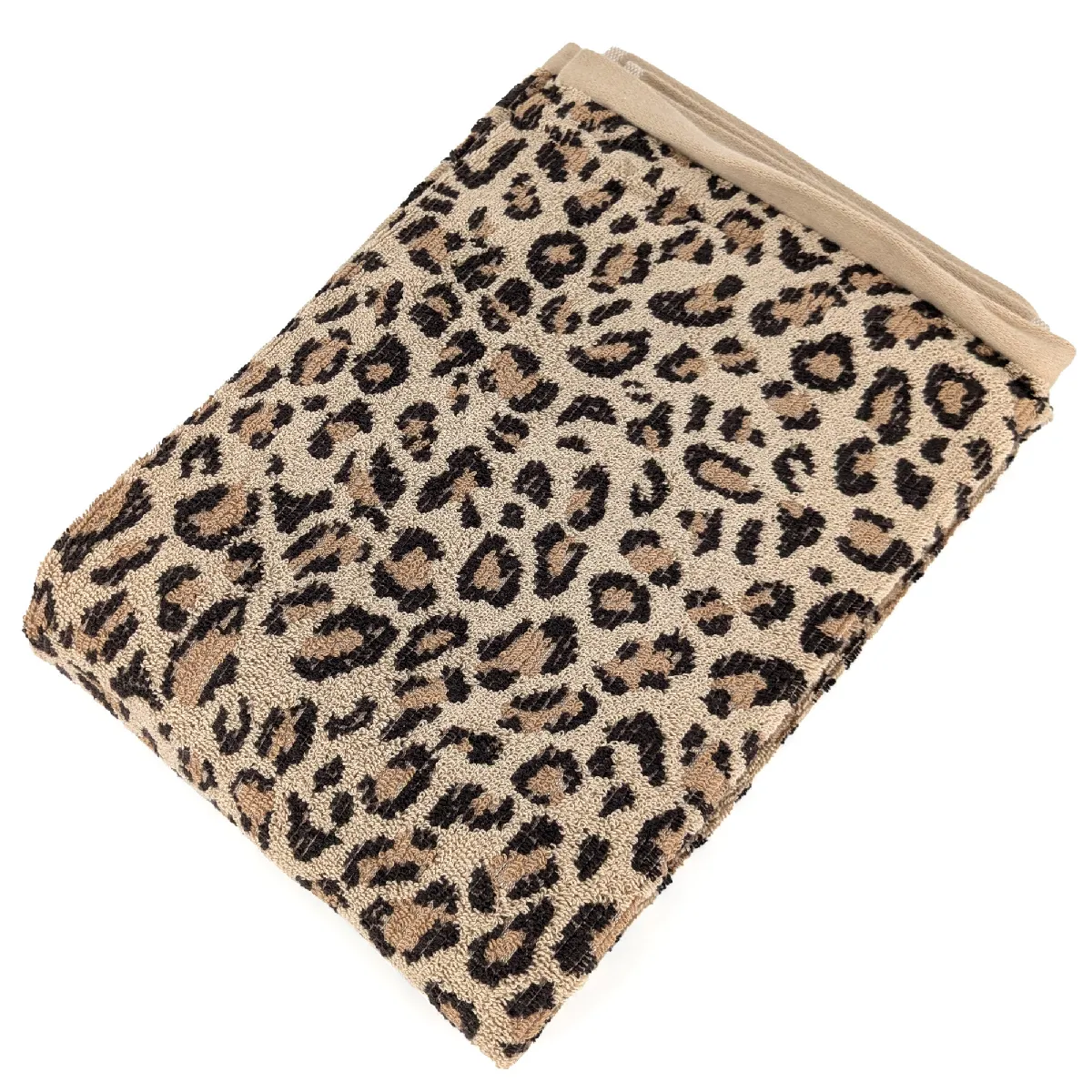 Serviette De Toilette 50x100 Cm Pur Coton Collection Leopard Beige