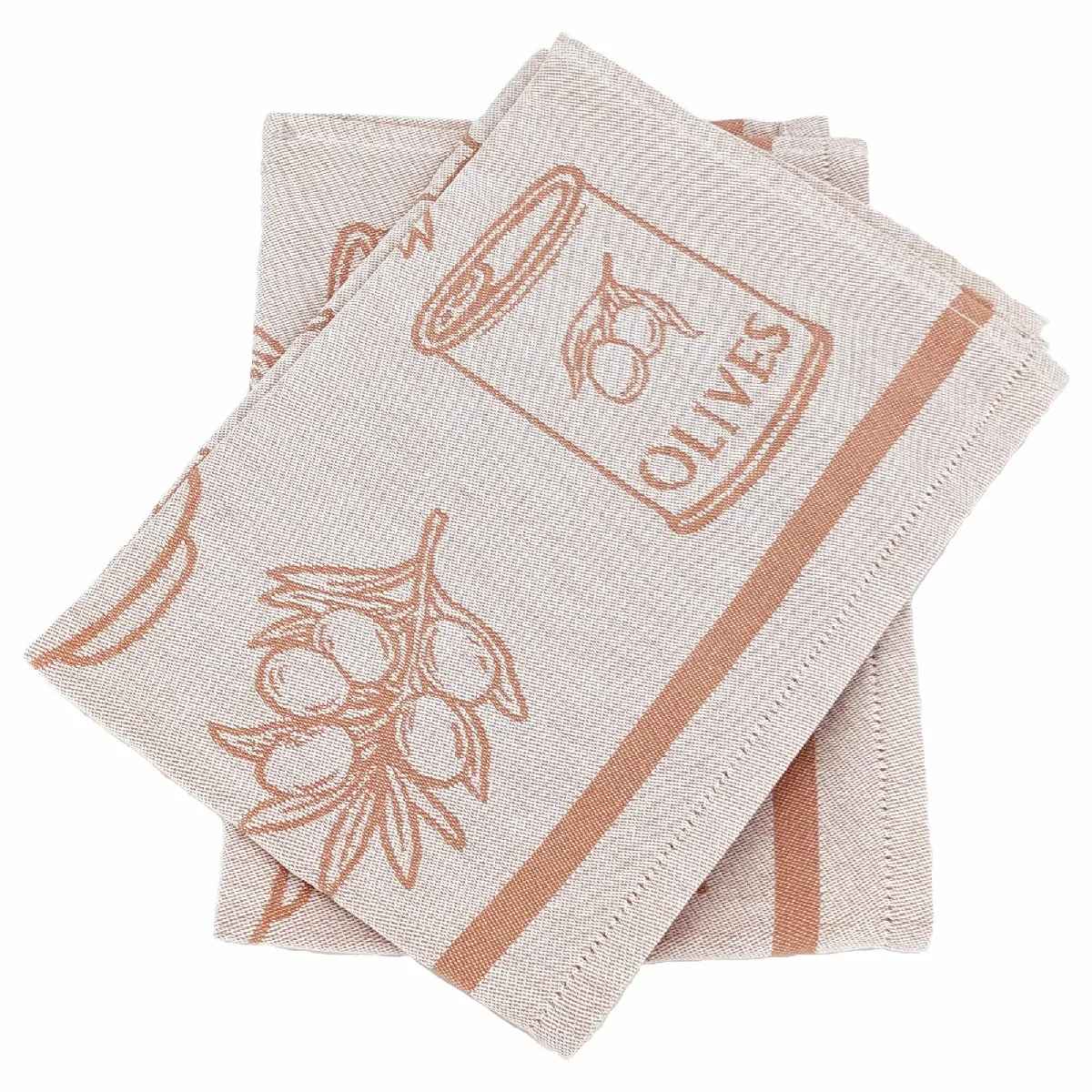 Lot De 2 Torchons De Cuisine Pur Coton 50x70 Cm Evoo Rouge Brique