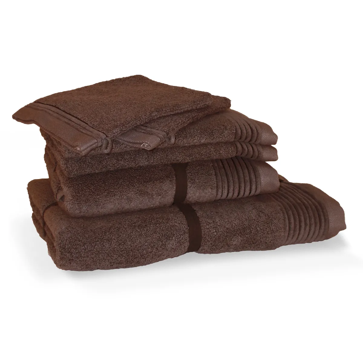 Parure De Bain 6 Pièces Juliet Marron 520g/m2